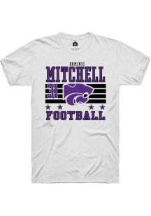 Dominic Mitchell K-State Wildcats White Football NIL Striped Short Sleeve Player T Shirt