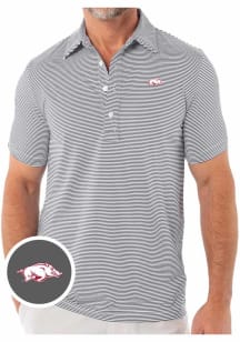 Arkansas Razorbacks Mens Charcoal Range Hobby Stripe Short Sleeve Fashion Polo