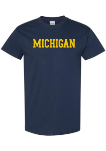 Michigan Wolverines Navy Blue Basic Block Short Sleeve T Shirt
