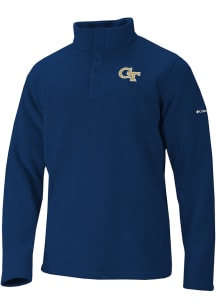 Columbia GA Tech Yellow Jackets Mens Navy Blue Alto Pass Half Snap Long Sleeve Qtr Zip Pullover