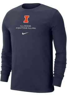 Nike Illinois Fighting Illini Navy Blue Dri-Fit Core Long Sleeve T Shirt