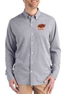 Cutter and Buck Oklahoma State Cowboys Mens Black Alumni Skyline Long Sleeve Dress Shirt