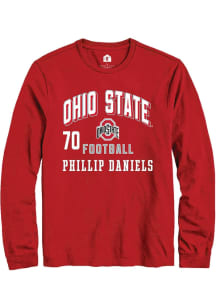 Phillip Daniels Ohio State Buckeyes Red Football NIL Arch Logo Long Sleeve Player T Shirt