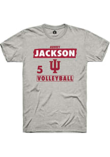 Audrey Jackson Indiana Hoosiers Ash NIL Striped Short Sleeve Player T Shirt