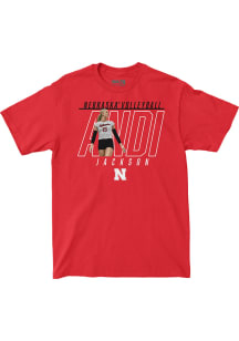 Andi Jackson Nebraska Cornhuskers Youth Red Volleyball NIL Illustrated Player Tee