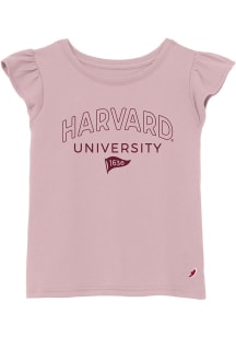 Harvard Crimson Girls Pink Wordmark Pennant Short Sleeve Fashion T-Shirt
