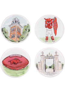 Arkansas Razorbacks 4 Pack Coaster - White