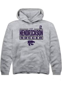 Lily Hendrickson Rally K-State Wildcats Youth NIL Stacked Box Long Sleeve Player Hoodie Grey