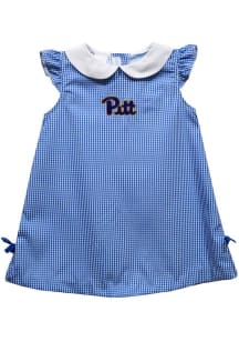 Vive La Fete Pitt Panthers Baby Girls Blue Gingham Short Sleeve Dress