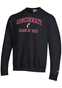 Champion Cincinnati Bearcats Mens Black Font Class of 2027 Powerblend Long Sleeve Crew Sweatshirt