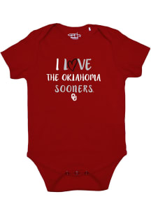 Oklahoma Sooners Baby Cardinal Otis I love Short Sleeve One Piece