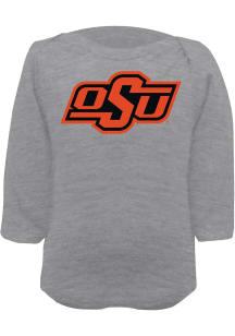 Oklahoma State Cowboys Baby Grey Primary Logo Long Sleeve One Piece