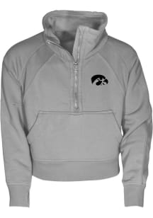 Iowa Hawkeyes Girls Grey Dawn LS Tops Qtr Zip