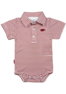 Arkansas Razorbacks Baby Cardinal Carson Striped Short Sleeve One Piece Polo