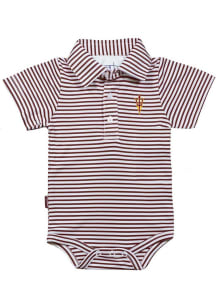 Arizona State Sun Devils Baby Maroon Carson Striped Short Sleeve One Piece Polo