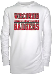 Wisconsin Badgers Youth White Jessie Stacked Wordmark Long Sleeve T-Shirt