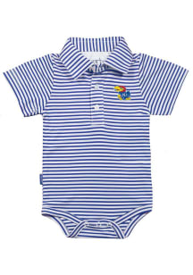 Kansas Jayhawks Baby Blue Carson Striped Short Sleeve One Piece Polo