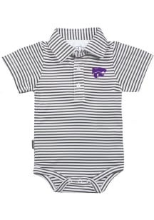 K-State Wildcats Baby Charcoal Carson Striped Short Sleeve One Piece Polo