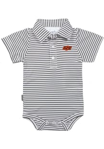 Oklahoma State Cowboys Baby Charcoal Carson Striped Short Sleeve One Piece Polo