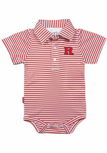Rutgers Scarlet Knights Baby Red Carson Striped Short Sleeve One Piece Polo