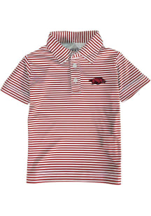 Arkansas Razorbacks Toddler Cardinal Carson Striped Design Short Sleeve Polo Shirt