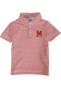 Maryland Terrapins Toddler Red Carson Striped Design Short Sleeve Polo Shirt
