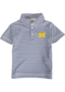 Michigan Wolverines Toddler Blue Carson Striped Design Short Sleeve Polo Shirt