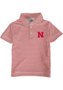 Nebraska Cornhuskers Toddler Red Carson Striped Design Short Sleeve Polo Shirt