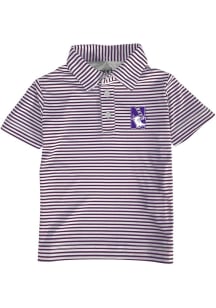 Northwestern Wildcats Toddler Purple Carson Striped Design Short Sleeve Polo Shirt