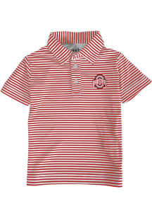 Ohio State Buckeyes Toddler Red Carson Striped Design Short Sleeve Polo Shirt