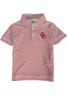 Oklahoma Sooners Toddler Cardinal Carson Striped Design Short Sleeve Polo Shirt