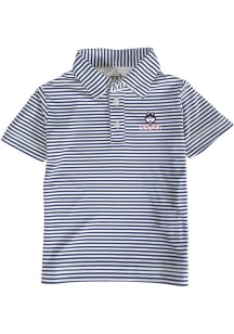 UConn Huskies Toddler Navy Blue Carson Striped Design Short Sleeve Polo Shirt