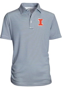 Illinois Fighting Illini Youth Navy Blue Carson Striped Short Sleeve Polo Shirt