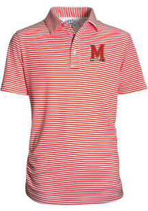 Maryland Terrapins Youth Red Carson Striped Short Sleeve Polo Shirt