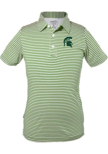 Michigan State Spartans Youth Green Carson Striped Short Sleeve Polo Shirt