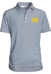 Michigan Wolverines Youth Blue Carson Striped Short Sleeve Polo Shirt