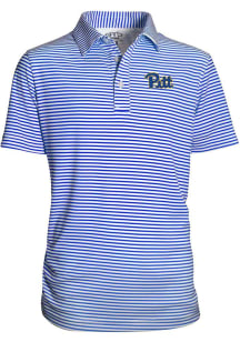 Pitt Panthers Youth Blue Carson Striped Short Sleeve Polo Shirt