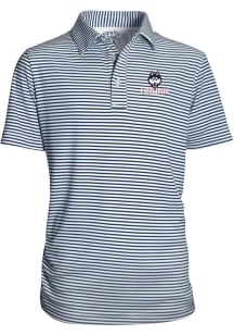 UConn Huskies Youth Navy Blue Carson Striped Short Sleeve Polo Shirt