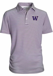 Washington Huskies Youth Purple Carson Striped Short Sleeve Polo Shirt
