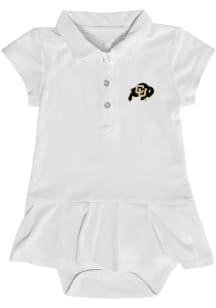 Colorado Buffaloes Baby Girls White Caroline Onesie Short Sleeve Dress