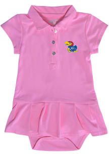 Kansas Jayhawks Baby Girls Pink Caroline Onesie Short Sleeve Dress
