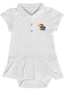 Kansas Jayhawks Baby Girls White Caroline Onesie Short Sleeve Dress