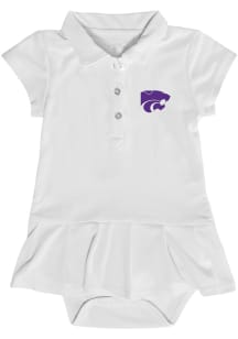 K-State Wildcats Baby Girls White Caroline Onesie Short Sleeve Dress
