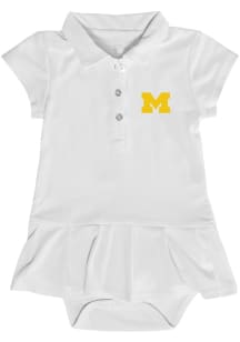 Michigan Wolverines Baby Girls White Caroline Onesie Short Sleeve Dress