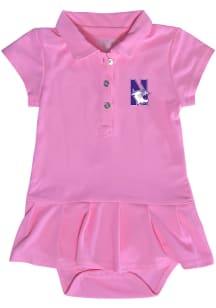 Northwestern Wildcats Baby Girls Pink Caroline Onesie Short Sleeve Dress