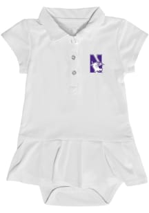 Northwestern Wildcats Baby Girls White Caroline Onesie Short Sleeve Dress