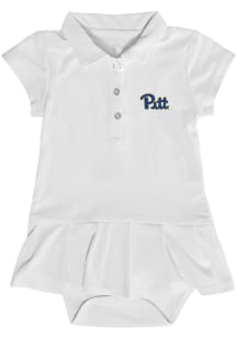 Pitt Panthers Baby Girls White Caroline Onesie Short Sleeve Dress