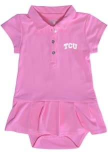 TCU Horned Frogs Baby Girls Pink Caroline Onesie Short Sleeve Dress