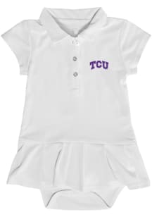 TCU Horned Frogs Baby Girls White Caroline Onesie Short Sleeve Dress