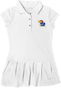 Kansas Jayhawks Toddler Girls White Caroline Short Sleeve Dress
